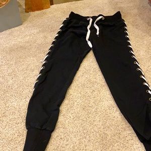 Black Joggers With Lace Up Sides
